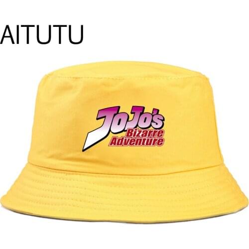 Unisex summer hat jojo bizarre adventure Bucket Hat Men Sun fishing hat Bob Outdoor fisherman hat Women anime gorros for boy gir