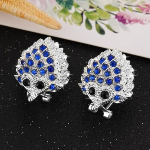 MINHIN Cute Mini Hedgehog Stud Earrings Zircon Stone Shinning Ear Accessory Fashion Rhinestone Alloy Earring Women Gift