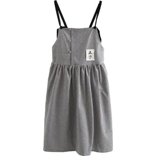 2019 New Preppy Style Original Design Womens Dress Lace-up Dress Spring And Summer Womens Sleeveless Plaid Halter Dress