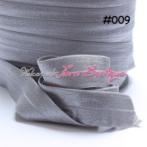 1 inch shinny fold over elastic, #009 lt. silver, 100 yards per roll
