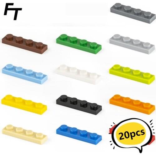 20pcs Bulk Small Particle 3710 Building Blocks Low Brick 1x4 Edge Strip Foundation Accessories Blocks Castle Toys