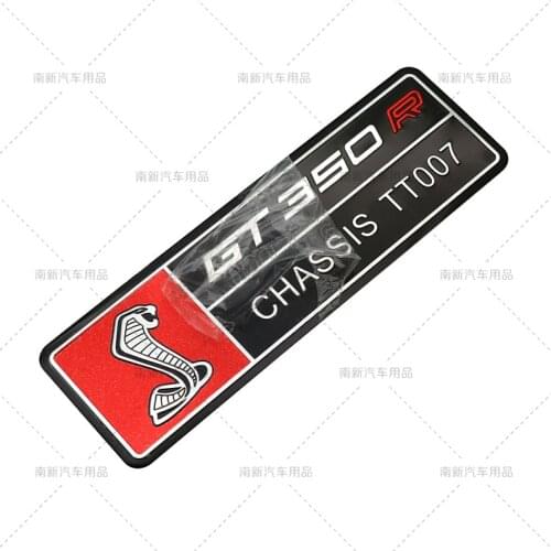 3D Aluminum Cobra GT 350 Engine Logo Badge Chassis TT007 Emblem Decals Car Stickers For Ford Mustang Car Styling Accessories