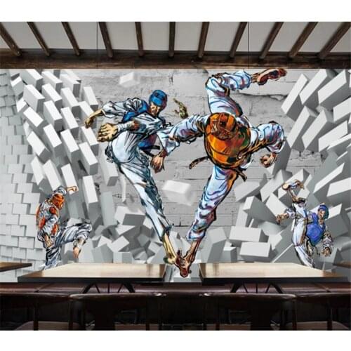 Wellyu Customized large-scale 3d wallpaper taekwondo competition promotion tooling background wall wallpaper