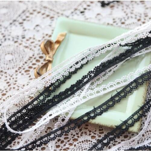 5 Yards/lot Width 8mm White White Black Quality Water Soluble Lace Applique Trim Ribbon Cute DIY Garment Clothing Accessories