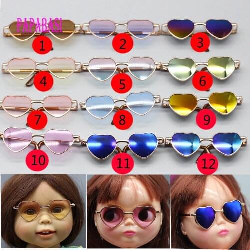8.3cm Fashion Heart Shape Glasses For ICY BJD 1/6 Blyth Doll Eyes Sunglass as 18inch 45cm Girl Dolls Accessories