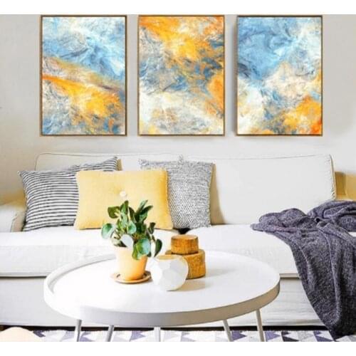Abstract Modern Watercolor Blue Yellow Home Decoration Poster Wall Art Picture Canvas Painting Poster Printing