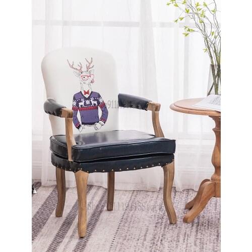 American Style Solid Wood Study Chair, European Dining Chair, Antique Armchair