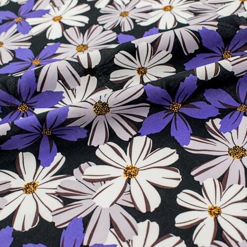 White And Violet Flower Cotton Fabric For Dress Платье Tissus Au MÈTre Telas Por Metro Sewing Ткань Для Шитья Vestidos Coton Diy