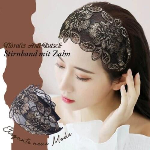 Floral Non-slip Headband with Tooth Lace Embroidery Wide Hair Band Women Hair Accessories MPwell