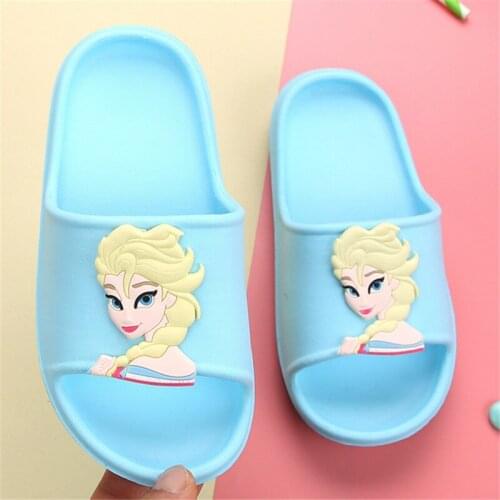 Disney childrens summer sandals and slippers girl baby cute frozen elsa princess indoor non-slip soft bottom slippers