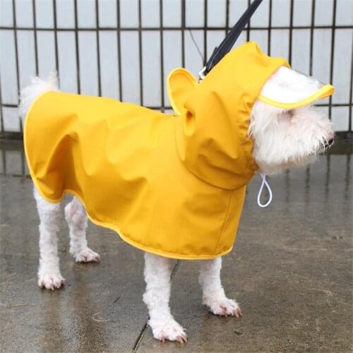 GLORIOUS KEK Dog Raincoat Waterproof PU Leather Pet Clothes Dog Rain Jacket for Small Mediu Large Dogs Yellow Puppy Poncho M-8XL