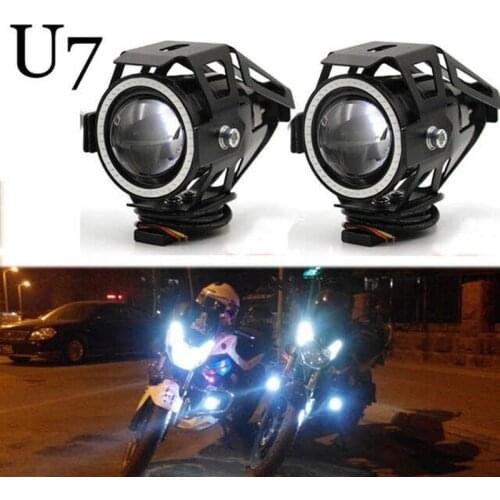 2PCS 125W 12V Motorcycle Headlight 3000LM Upper Low Beam Flash U7 LED Driving Moto Fog Spot Head Light Motorbike Decorative Lamp