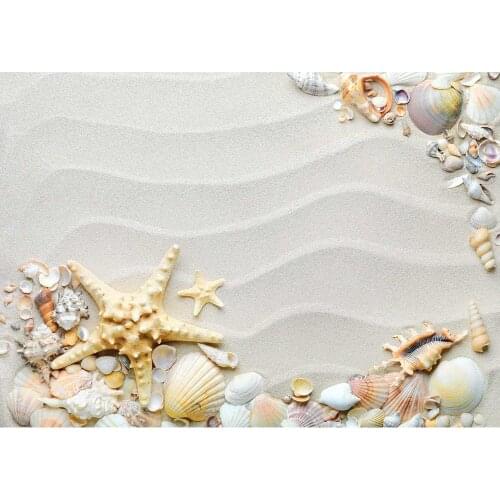 Photography Backdrops Beach Sand Ripple Starfish Shell Custom Backgrounds Party Decor Photocall for Children Baby Photo Studio
