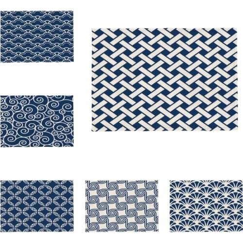 Classic Geometric Pattern Placemat Wave Woven Cloud Money Restaurant Tablecloth Coaster Wedding Washable Hemp Custom 32 * 45