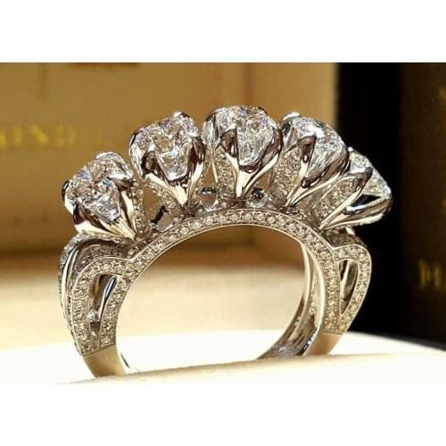 Classic wedding Rings for woman silvery/Gold color Cubic Zirconia Party Finger Jewelry girl Gift Dropshipping