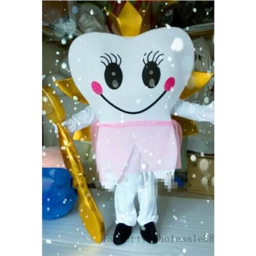 Cute Unisex advertising Adults Tooth Prince Mascot Costume suit Dental Care Dress Party Birthday Xmas gifts