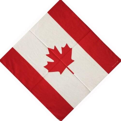 55x55cm Canadian Flag Maple Leaf Print Unisex Square Bandanas Cotton Neck Scarf Biker Motorcycle Handkerchief Patriotic