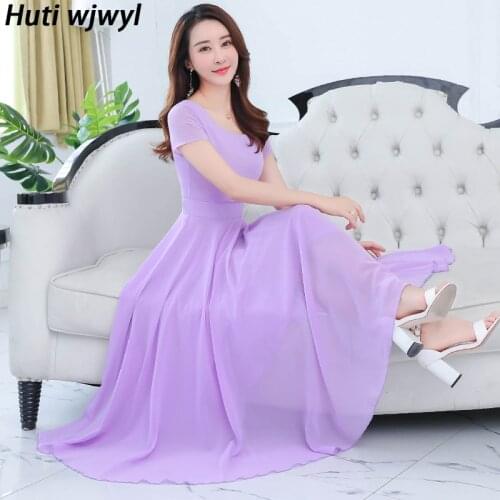 Summer Vintage Plus Size Beach Maxi Sundress Korean Women Bodycon Sexy Black Party Vestido 2021 Elegant Solid Chiffon Boho Dress