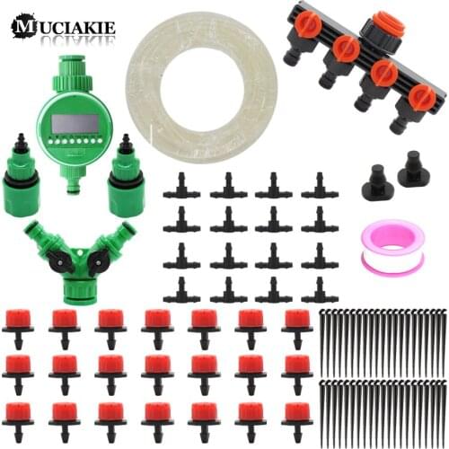 MUCIAKIE 50M/30M/10M Micro Drip Irrigation Kit Plants Garden Watering System With Adjustable Drippers 4/7mm Tee And Connector