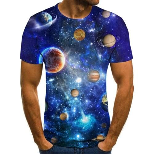 2021 Summer new fashion mens T-shirt beautiful starry sky top 3D printed short-sleeved round neck shirt trendy streetwear