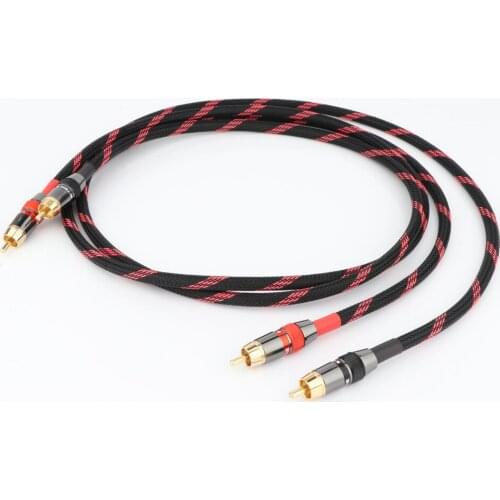 One Pair OFC Copper RCA Audio Interconnect Signal Cable With Gold RCA Connector Plug