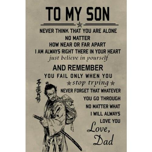 Father And Son Samurai Bushido Motivation Quotes Vintage Art Film Print Silk Poster for Your Home Wall Decor 24x36inch