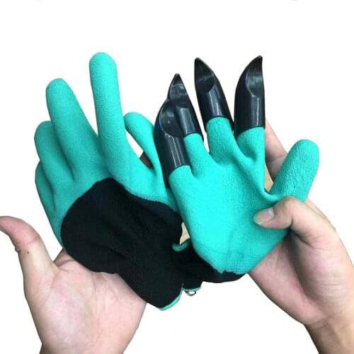 1 Pair Garden Gloves 4 ABS Plastic Garden Rubber Gloves With Claws Quick Easy To Dig and Plant For Digging Planting