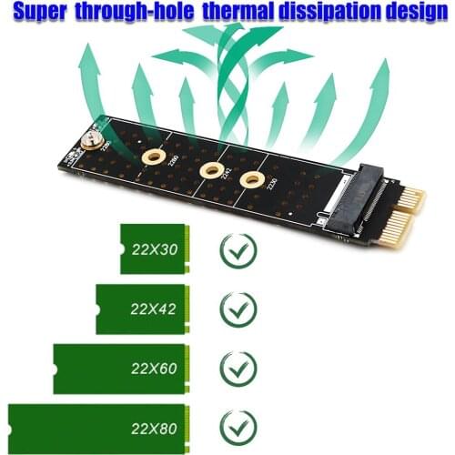 PCIE to M2 Adapter NVMe SSD M2 PCIE X1 Raiser PCI-E PCI Express M Key Connector Supports 2230 2242 2260 2280 M.2 SSD Full Speed