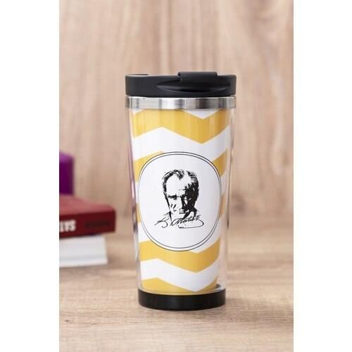 Gift Shop Ataturk Siluetli Yellow Thermos Cup