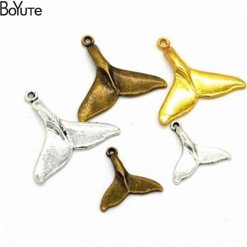 BoYuTe Charms (50 Pieces/Lot) Metal Alloy 19*16MM 30*28MM Whale Tail Charms Pendant Vintage Diy Hand Made Jewelry Accessories