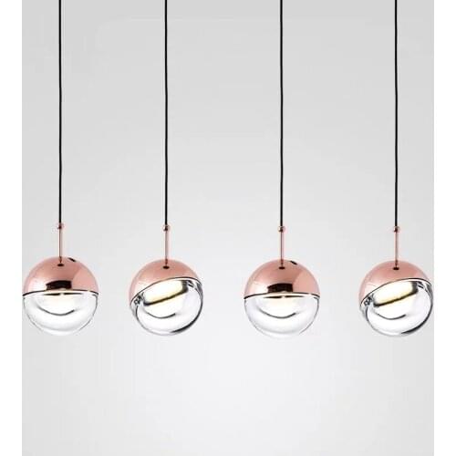 Post- Modern Led Pendant Lights Hanging Metal Ball Glass Pendant Lamp Nordic Simplicity Home Decor Bedroom Bedside Light Fixture