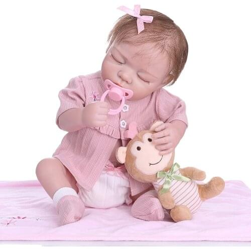 48CM newborn bebe realistic reborn soft full body slicone lifelike sleeping baby Anatomically Correct