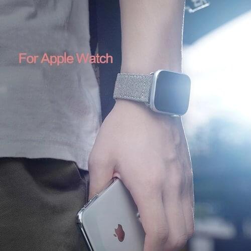 Fashion Fabric and Leather Band for Apple Watch 38mm 42mm Bracelet for Apple iWatch 40mm 44mm Series 3 4 5 6 SE Strap Watchband