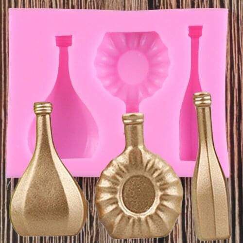 Bottles Silicone Molds 3D Craft Soap Candy Polymer Clay Chocolate Baking Mold Vase Cupcake Topper Fondant Cake Decorating Tools