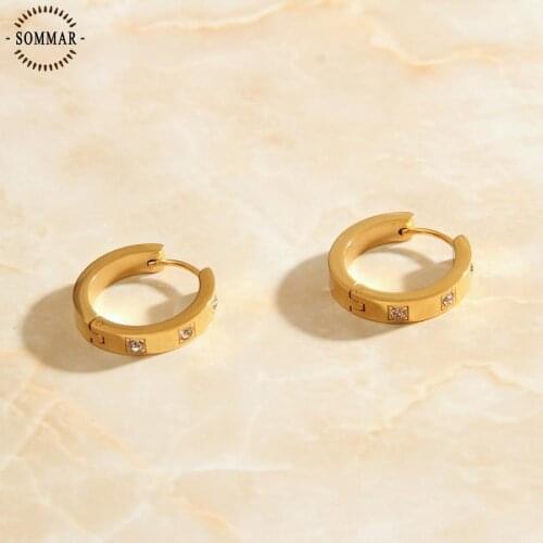 SOMMAR best friends 18KGP Gold Filled Female Friend hoop earrings circular earring for women christmas gift