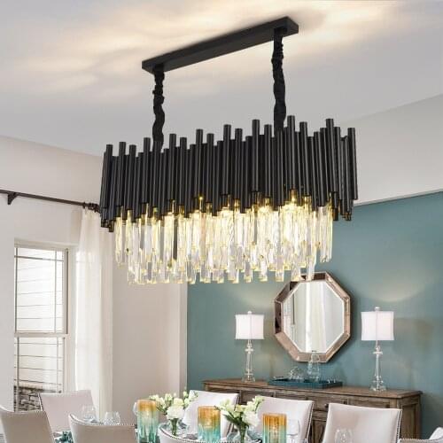Modern Black Chandelier Home Decoration Living Room Illuminator Home Decor Interior Lighting Rectangle Kitchen Light Fixtures