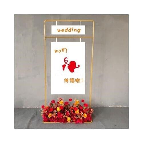 Wedding props tie yi square shelf can be customized signpost iron frame gold frame hanging acrylic shelf