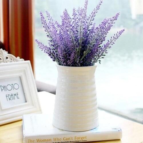 Vase Thread Pattern Imitation Ceramic Plastic Floral Arrangements Flower Pot for Office Desktop Home Garden Balcony Decor Pot