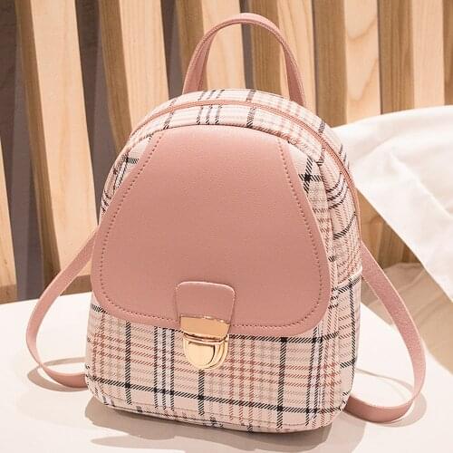 Mini Backpack Women Crossbody Bag For Teenage Girl Plaid Women Shoulder Purse School Bag Korean Style New Trendy Bagpack Female