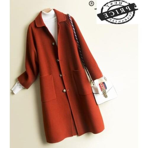 Elegant Winter Coat Women Autumn Clothes 2021 Korean 100% Wool Coat Female Long Woolen Jacket Cashmere Abrigo Mujer a616
