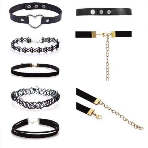 12 Pieces Choker Necklace Set Stretch Velvet Classic Gothic Tattoo Lace Choker Necklace For Women Free Shipping Цепь На Шею
