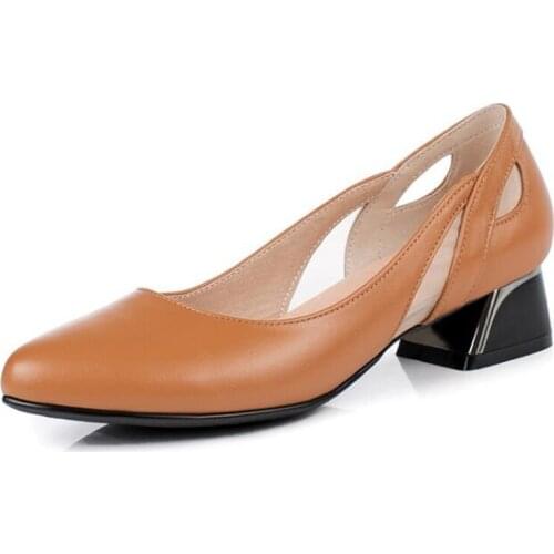 ZXRYXGS Soft Bottom Pointed Spring Shoes Women High Heel Shoes Shallow Mouth Mesh Genuine Leather Shoes Fashion Wild Large Size