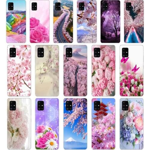 09 Fuji cherry blossom Soft Silicone Tpu Cover phone Case for Samsung Galaxy A31 A41 A51 A71 A40 2019 Case