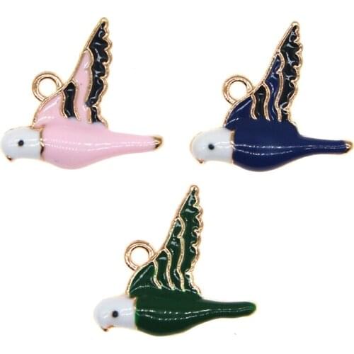 10pcs/lot 17*19mm Animal Enamel Pigeon Bird Peace Dove Charm Pendant For Earring Necklace Bracelet DIY Jewelry Making Finding