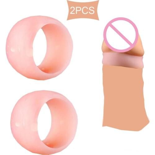 2PCS Cock Rings Foreskin Corrector Cockring Couple Rings Penis Trainer Delay Ejaculation Sex Toys for Men Chasity Cage16mm/18mm