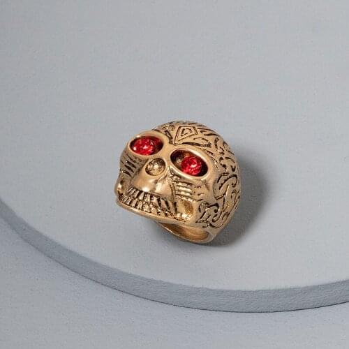 2021 Ins Antique Skull Skeleton Red Acrylic Minimalist Hip-hop Rock Knuckle Finger Rings Punk Korean Fashion Women Party Jewelry