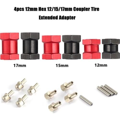 4pcs 12mm Hex 12/15/17mm Coupler Tire Extended Adapter for Traxxas Hsp Redcat Rc4wd Tamiya Axial scx10 RC Crawler Big Foot Car