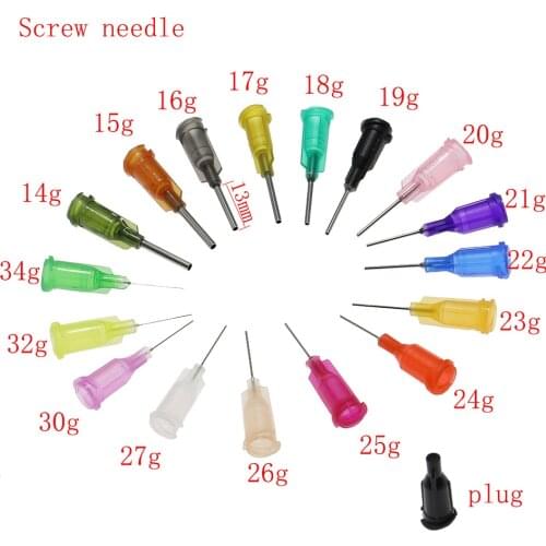 50pcs screw needle Precision Tips Liquid Dispenser Syringe Needles 14G 20G,21G 22G,23G,24G,25G Gauge Tips Glue Dispensing