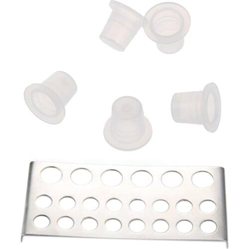 500 Pcs 8mm Small Tattoo Ink Cups Caps for Needle Tip Grip Power Supply Sm & 1x Stainless Steel Tattoo Pigment Ink Cup Caps Hold