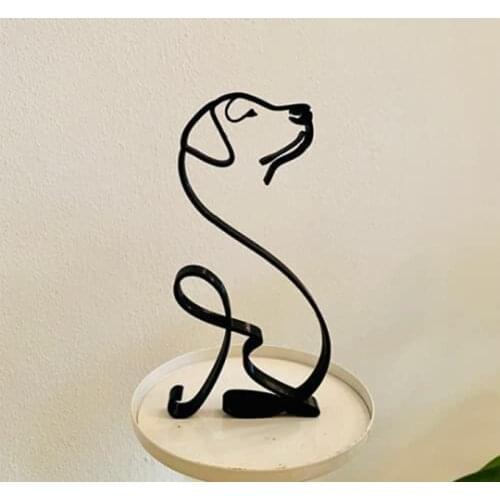 Dog Cat Abstract Line Minimalist Art Painting Living Room Decor Pet Lover Gift for Living Room Wall Decoration